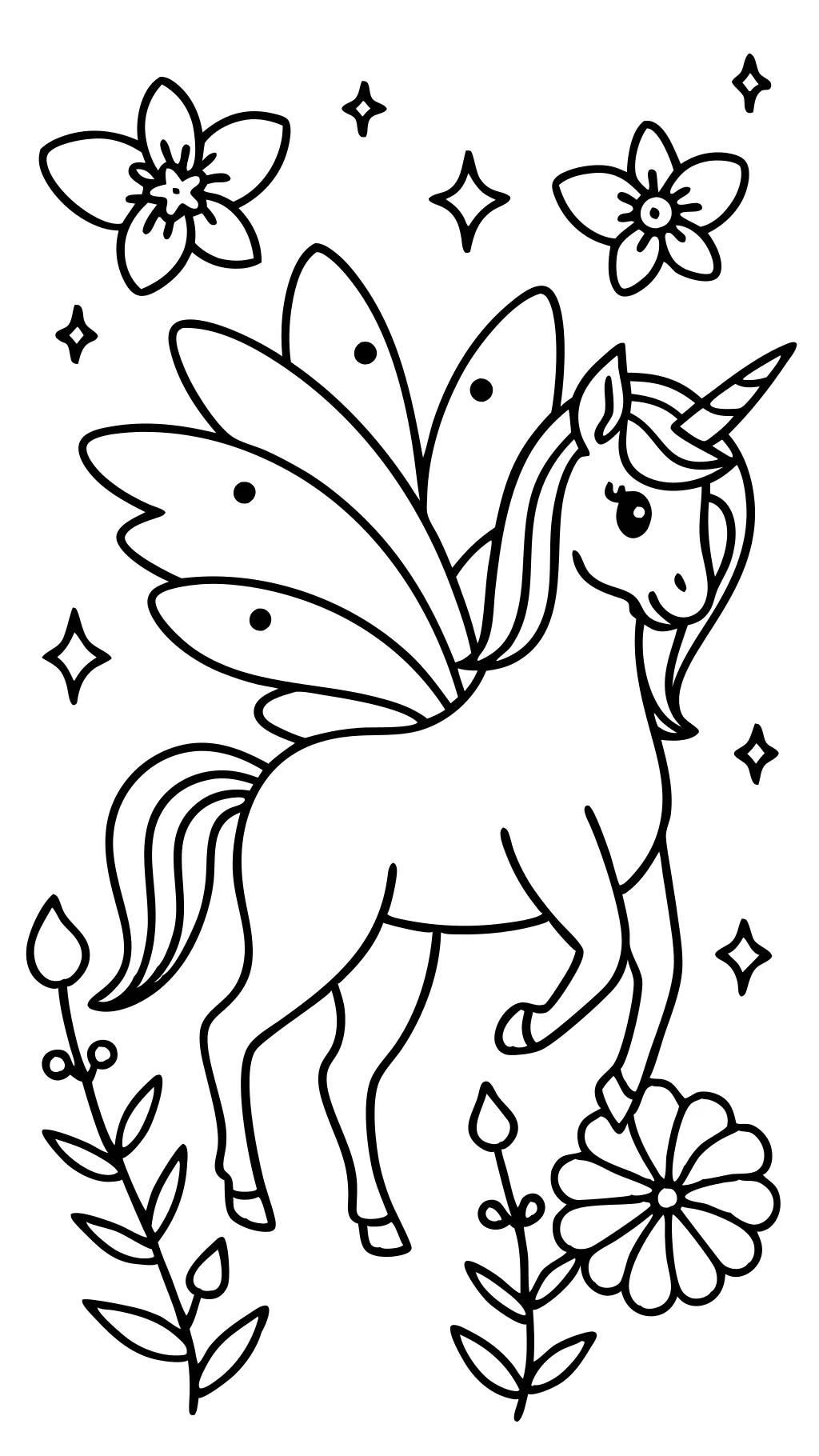 fairy and unicorn coloring pages